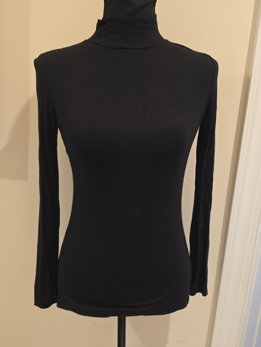 Tahari Black Long-Sleeve Turtleneck Top